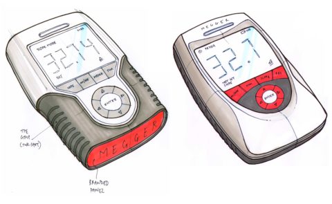 Electricians handheld meter concept design sketches - Product Design Consultancy UK